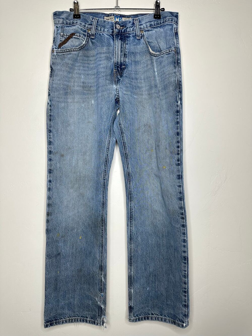 Ariat Legacy M2 Relaxed Bootcut Jeans Distressed Medium Wash Mens Size 30x32